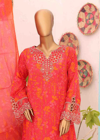 Bin Saeed Fabric - SM-FR-0340- 3 Piece Frock Style Stitched Suit