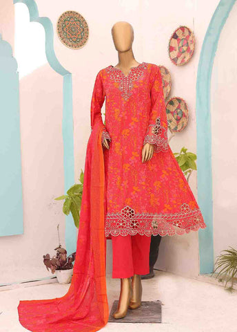 Bin Saeed Fabric - SM-FR-0340- 3 Piece Frock Style Stitched Suit