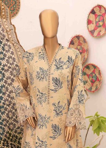Bin Saeed Fabric - SM-FR-0341- 3 Piece Frock Style Stitched Suit