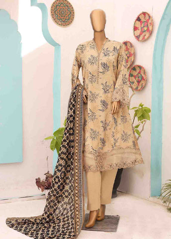 Bin Saeed Fabric - SM-FR-0341- 3 Piece Frock Style Stitched Suit