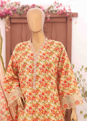 SM-FR-0345- 3 Piece Cotton Frock Style Suit