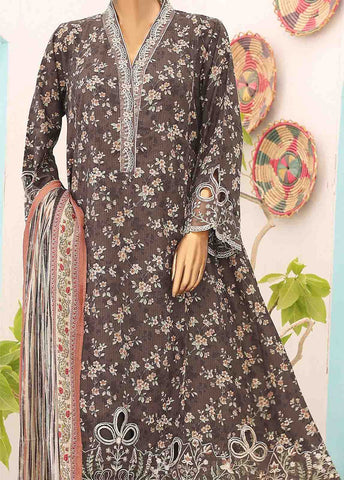 Bin Saeed Fabric - SM-FR-0346- 3 Piece Frock Style Stitched Suit