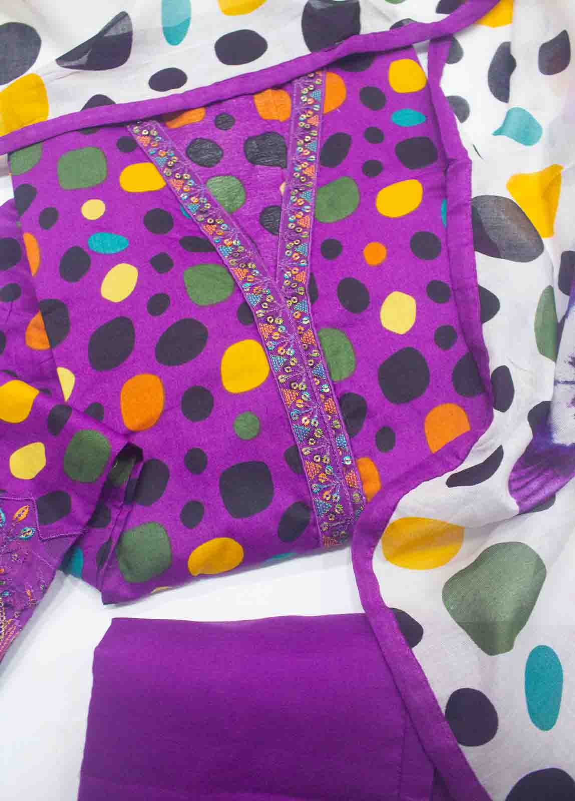 Bin Saeed Fabric - SM-FR-0347-3 Piece Embroidered Frock Style