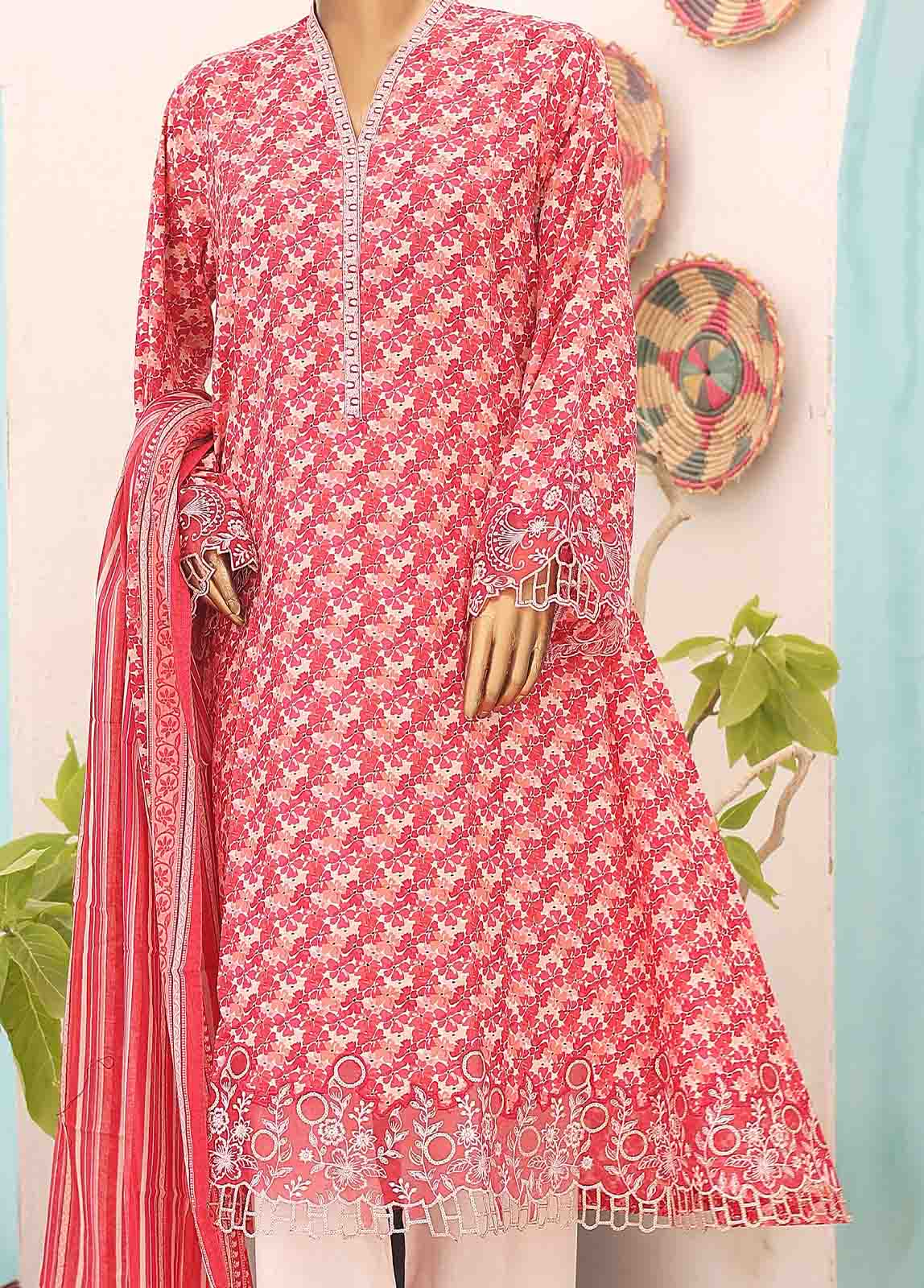 Bin Saeed Fabric - SM-FR-0349- 3 Piece Frock Style Stitched Suit