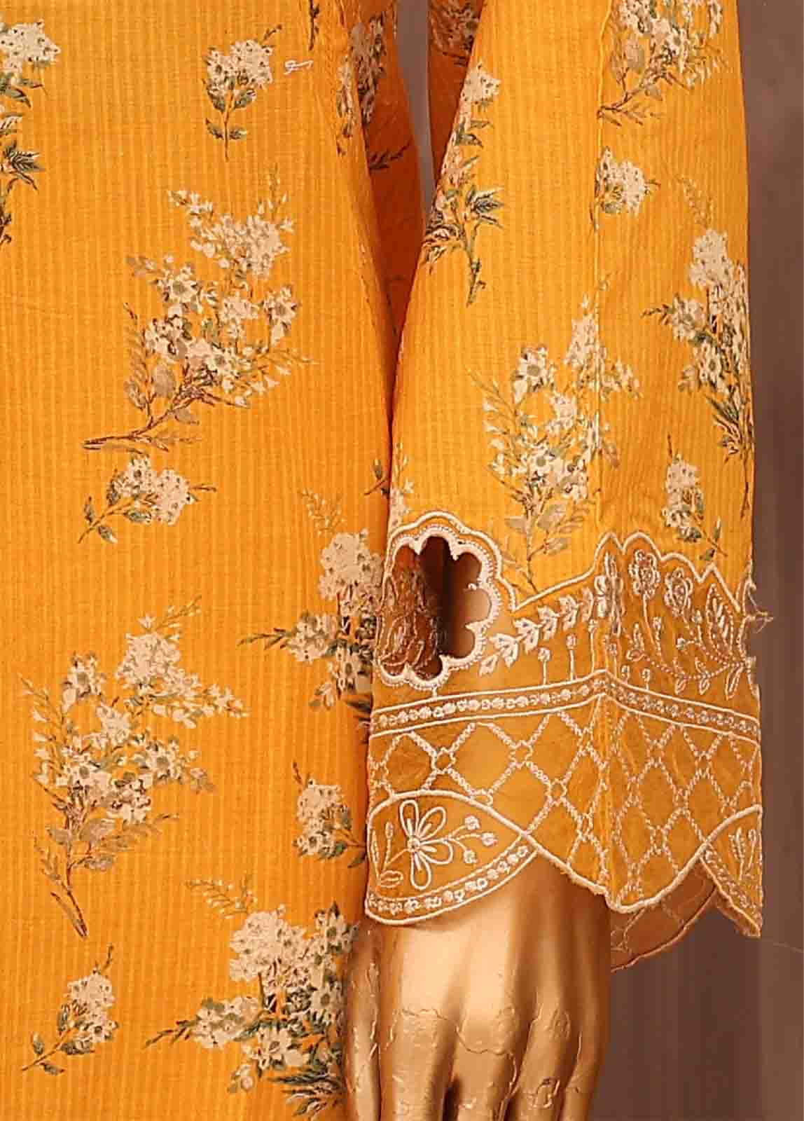 Bin Saeed Fabric - SM-FR-0350- 3 Piece Frock Style Stitched Suit