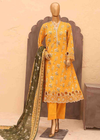 Bin Saeed Fabric - SM-FR-0350- 3 Piece Frock Style Stitched Suit