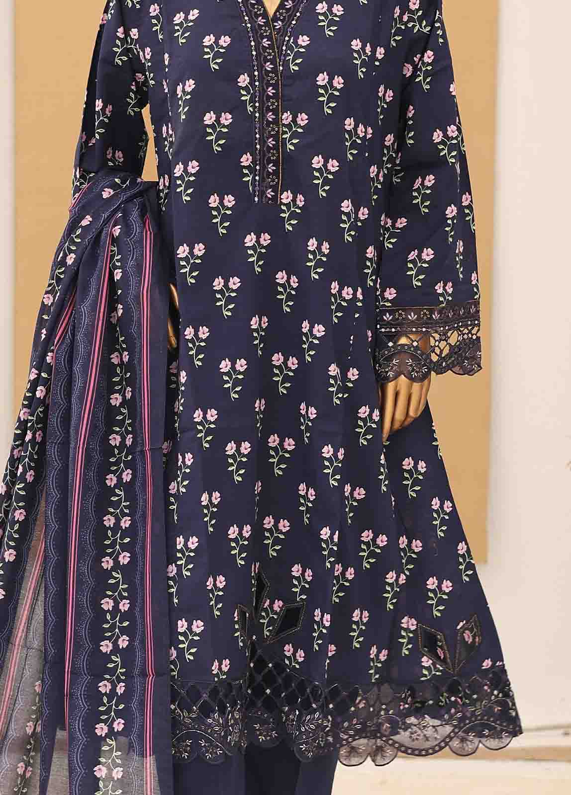 Bin Saeed Fabric - SM-FR-0351- 3 Piece Frock Style Suit