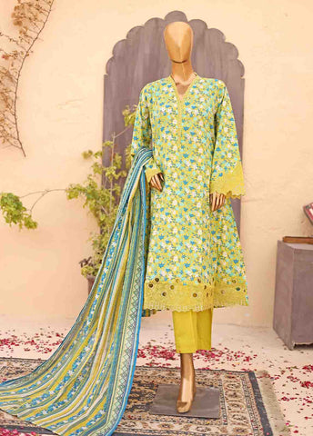 Bin Saeed Fabric - SM-FR-0352- 3 Piece Frock Style Stitched Suit