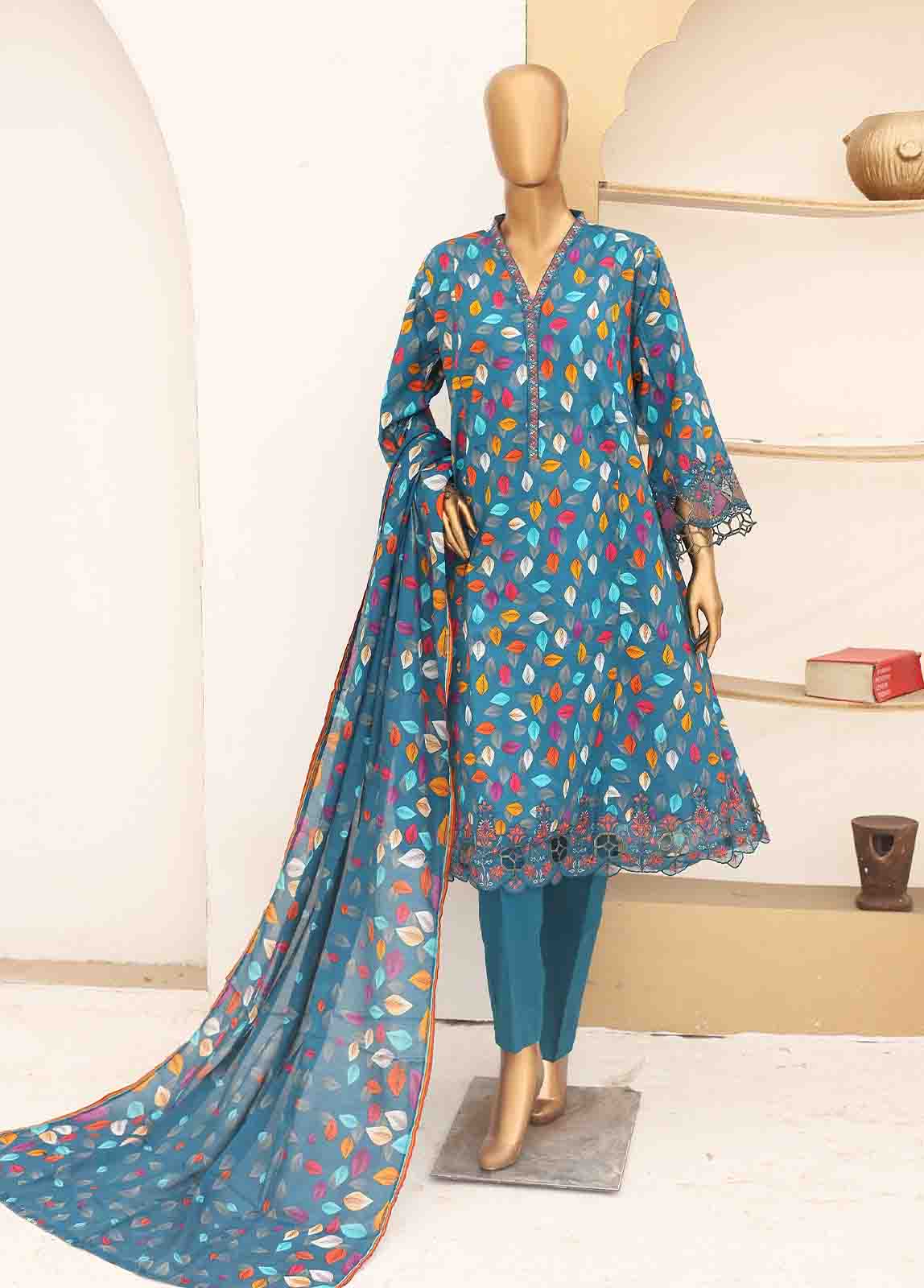 Bin Saeed Fabric - SM-FR-0353- 3 Piece Frock Style Suit