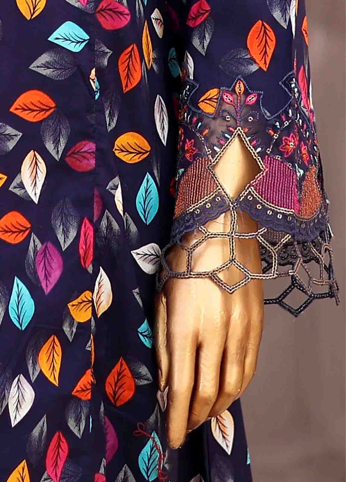 Bin Saeed Fabric - SM-FR-0354- 3 Piece Frock Style Stitched Suit