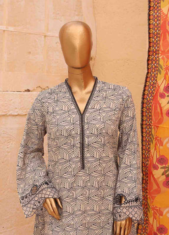 Bin Saeed Fabric - SM-FR-0355- 3 Piece Frock Style Stitched Suit