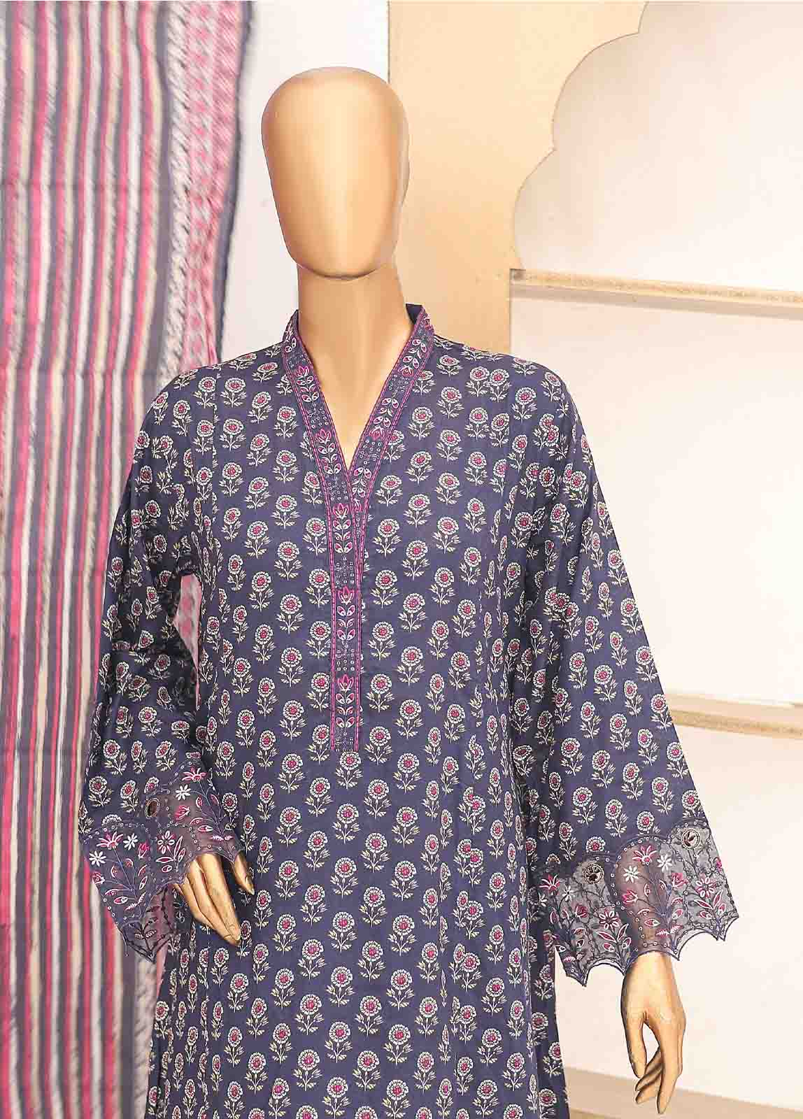 Bin Saeed Fabric - SM-FR-0600- 3 Piece Frock Style Suit