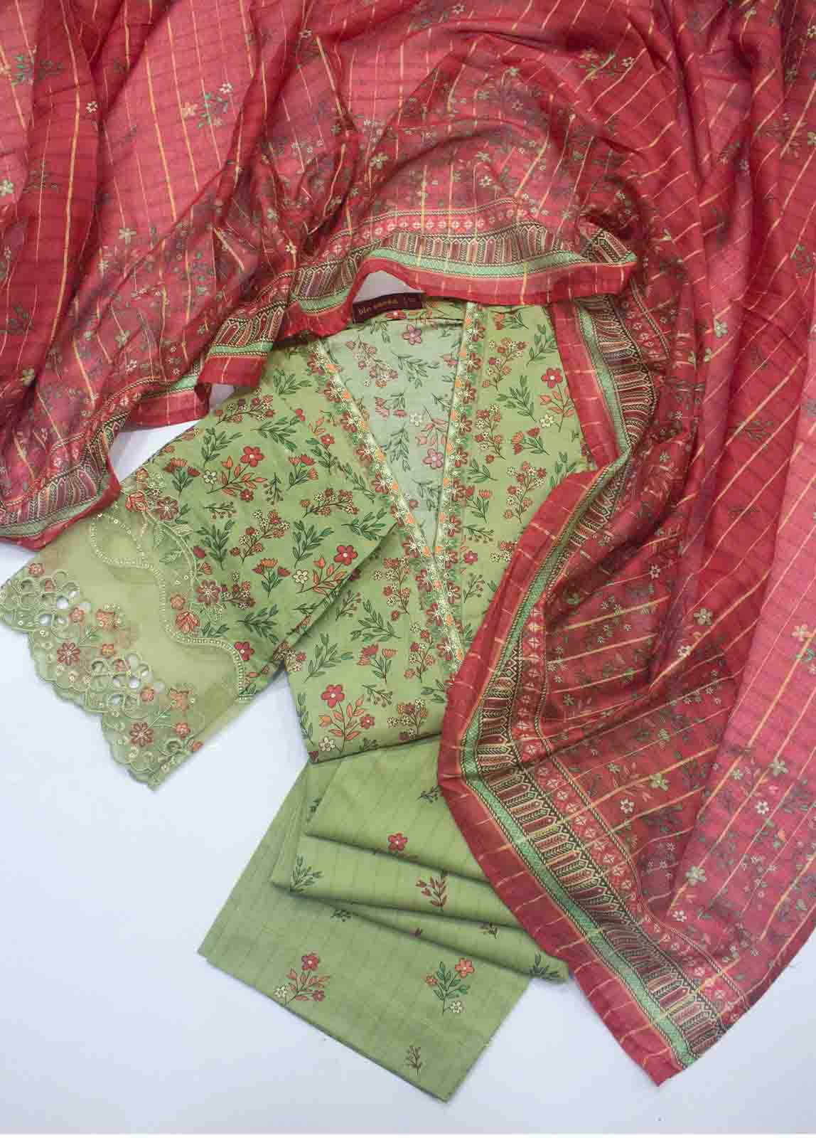 Bin Saeed Fabric - SM-FR-0623-R71 3 Piece Embroidered Frock Style