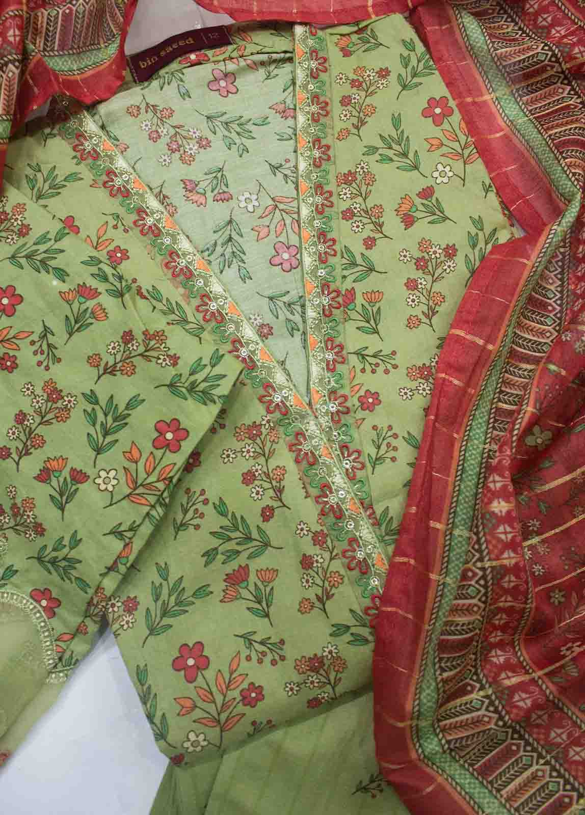 Bin Saeed Fabric - SM-FR-0623-R71 3 Piece Embroidered Frock Style