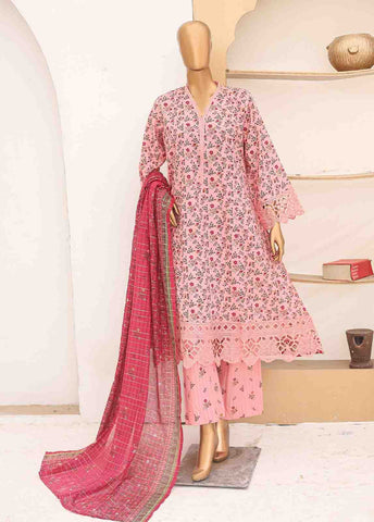 Bin Saeed Fabric - SM-FR-0624- 3 Piece Frock Style Suit