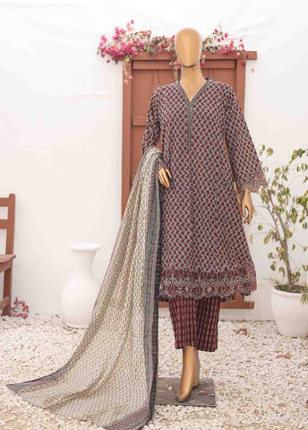 Bin Saeed Fabric - SM-FR-0633- 3 Piece Frock Style Suit