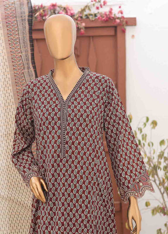 Bin Saeed Fabric - SM-FR-0633- 3 Piece Frock Style Suit