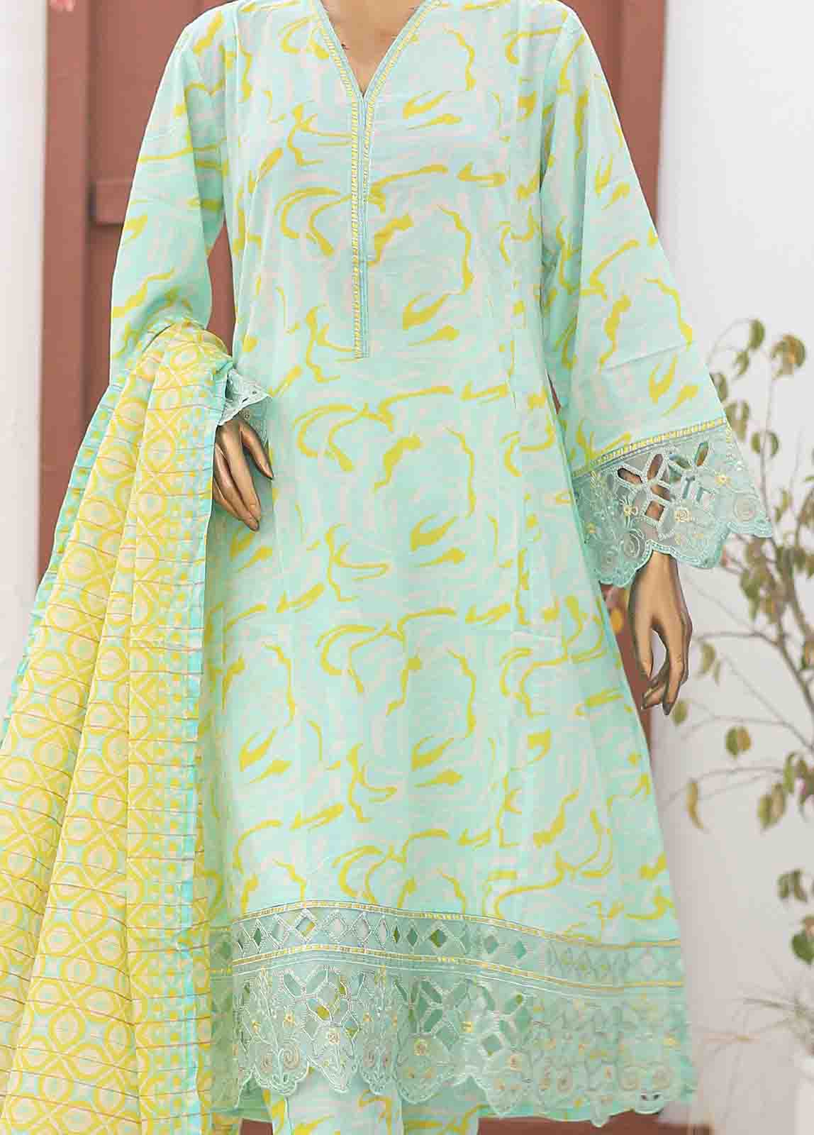 Bin Saeed Fabric - SM-FR-0639- 3 Piece Frock Style Suit