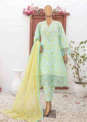 Bin Saeed Fabric - SM-FR-0639- 3 Piece Frock Style Suit