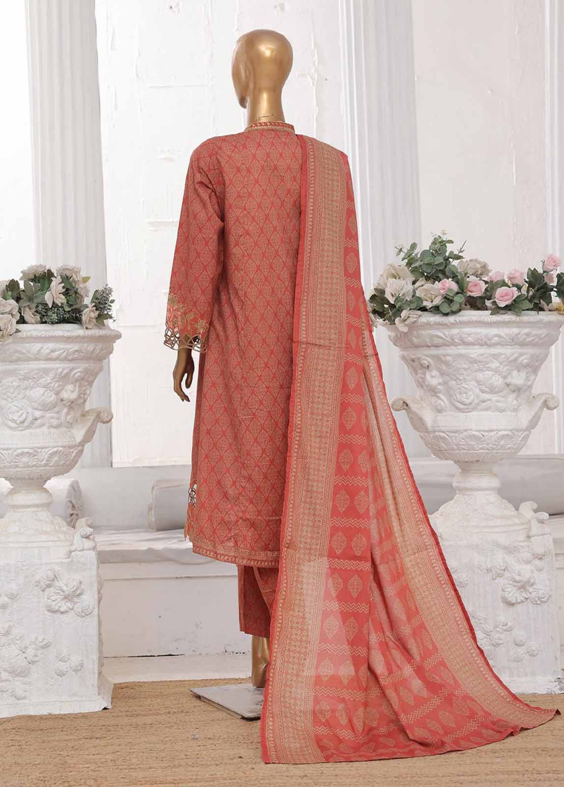 Bin Saeed Fabric - SM-FR-358-3 Piece Lawn Embroidered Frock Style Suit