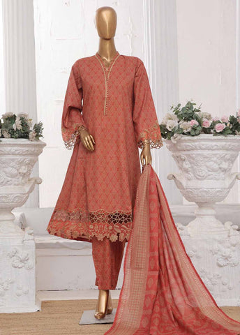 SM-FR-358-3 Piece Lawn Embroidered Frock Style Suit