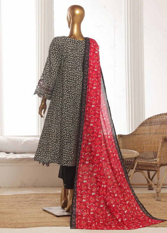 Bin Saeed Fabric - SM-FR-598-3 Piece Lawn Embroidered Frock Style Suit