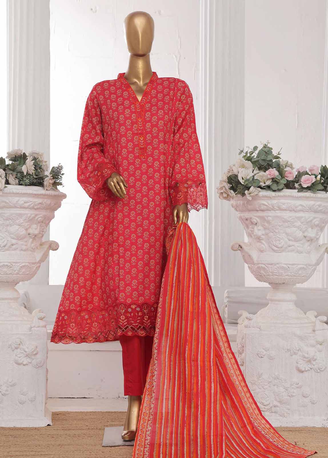 Bin Saeed Fabric - SM-FR-603-3 Piece Lawn Embroidered Frock Style Suit