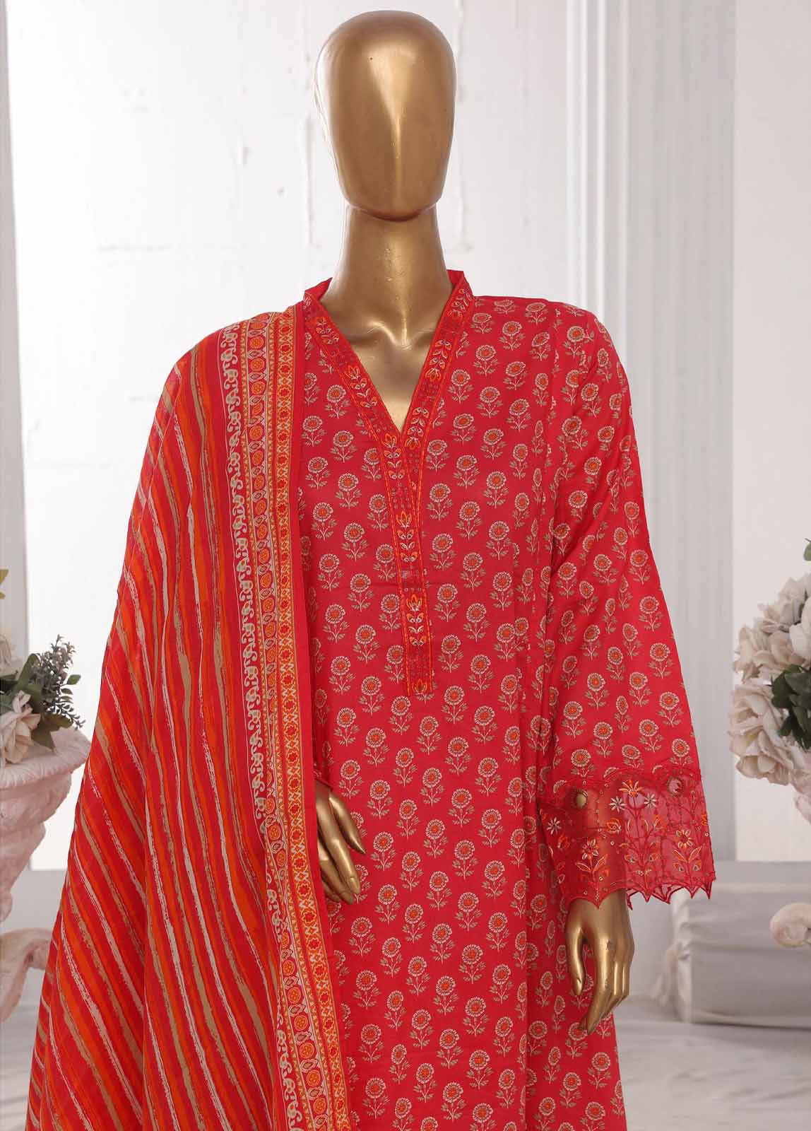 Bin Saeed Fabric - SM-FR-603-3 Piece Lawn Embroidered Frock Style Suit