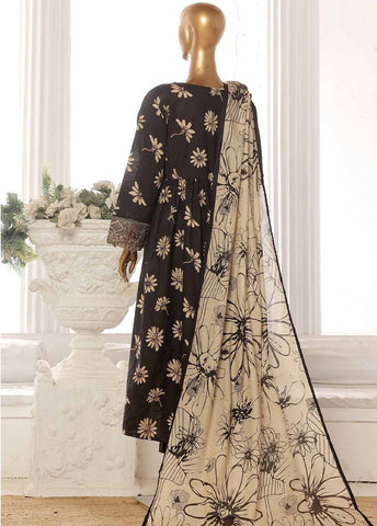 Bin Saeed Fabric - SM-FR-608-3 Piece Lawn Embroidered Frock Style Suit