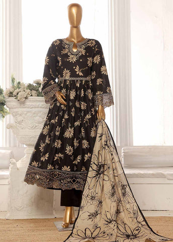 Bin Saeed Fabric - SM-FR-608-3 Piece Lawn Embroidered Frock Style Suit