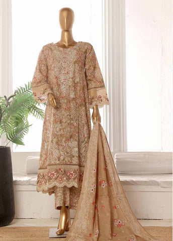 Bin Saeed Fabric - SM-FR-615-3 Piece Lawn Embroidered Frock Style Suit