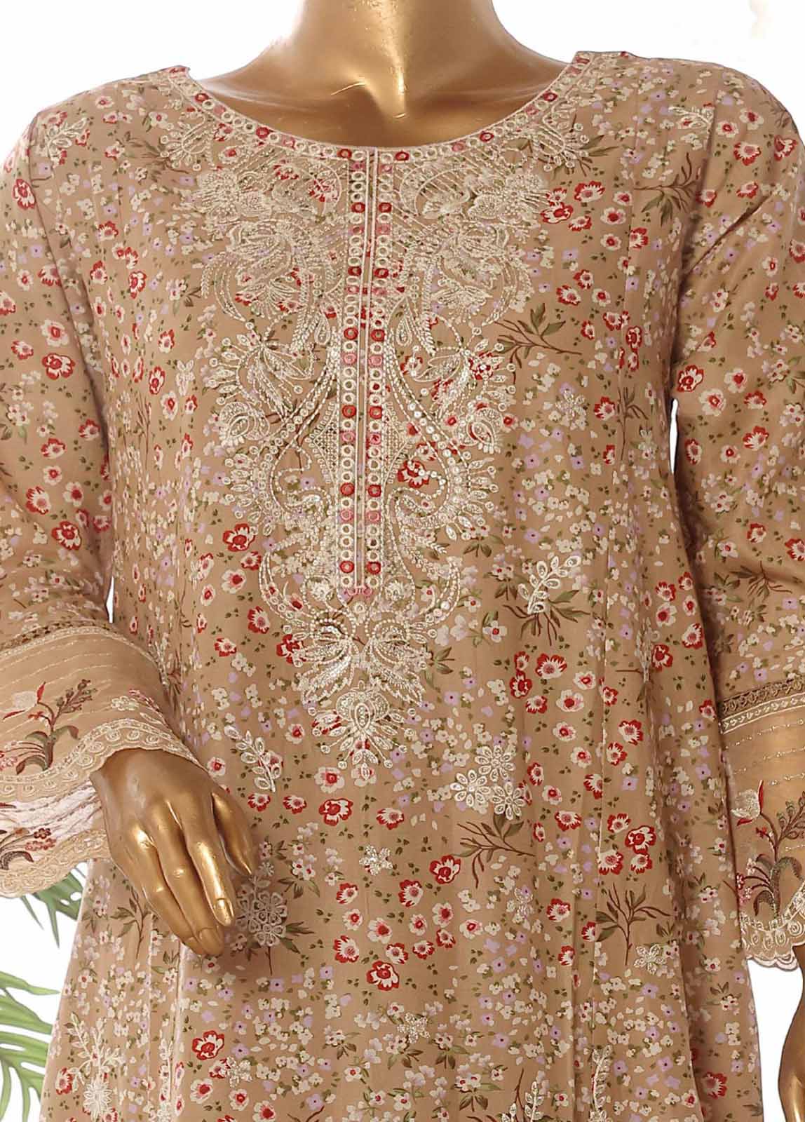 Bin Saeed Fabric - SM-FR-615-3 Piece Lawn Embroidered Frock Style Suit