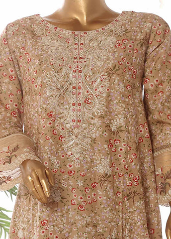 Bin Saeed Fabric - SM-FR-615-3 Piece Lawn Embroidered Frock Style Suit