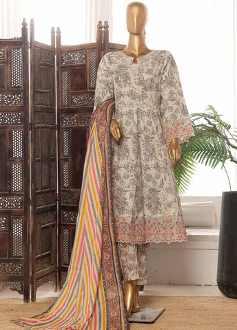 Bin Saeed Fabric - SM-FR-617-3 Piece Lawn Embroidered Frock Style Suit