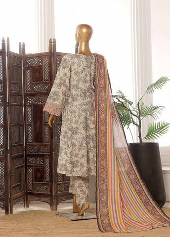 Bin Saeed Fabric - SM-FR-617-3 Piece Lawn Embroidered Frock Style Suit