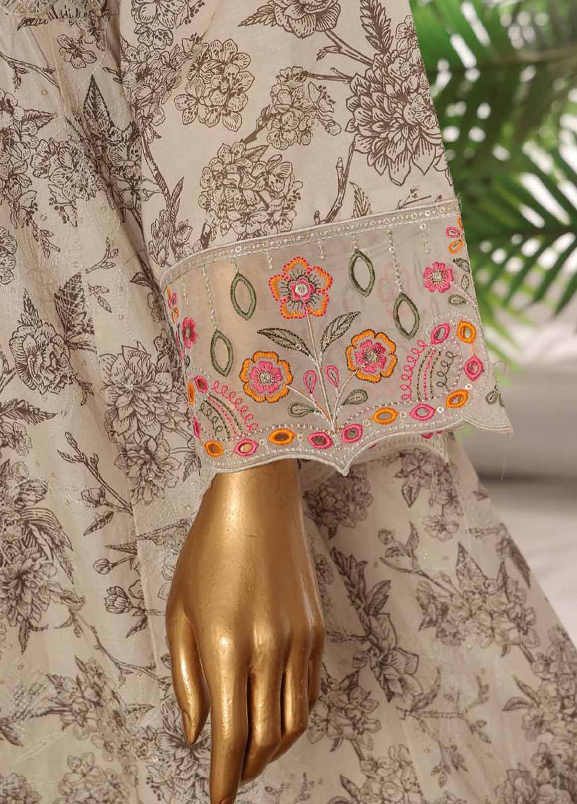 Bin Saeed Fabric - SM-FR-617-3 Piece Lawn Embroidered Frock Style Suit