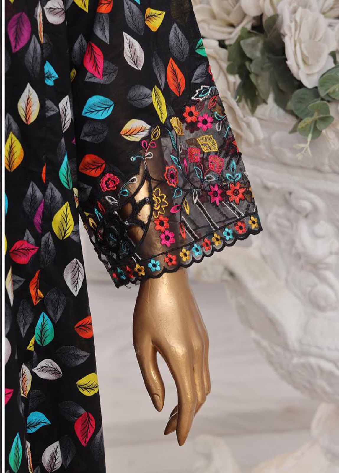 Bin Saeed Fabric - SM-FR-620-3 Piece Lawn Embroidered Frock Style Suit