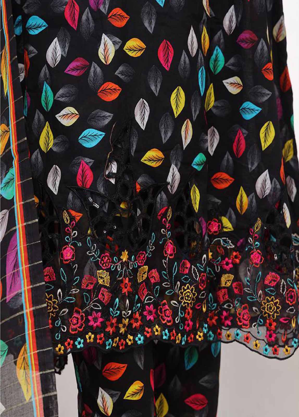 Bin Saeed Fabric - SM-FR-620-3 Piece Lawn Embroidered Frock Style Suit