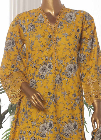 Bin Saeed Fabric - SM-FR-625-3 Piece Lawn Embroidered Frock Style Suit