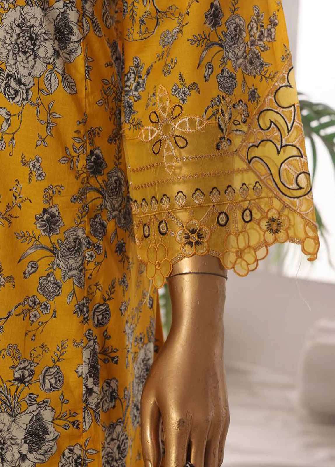 Bin Saeed Fabric - SM-FR-625-3 Piece Lawn Embroidered Frock Style Suit