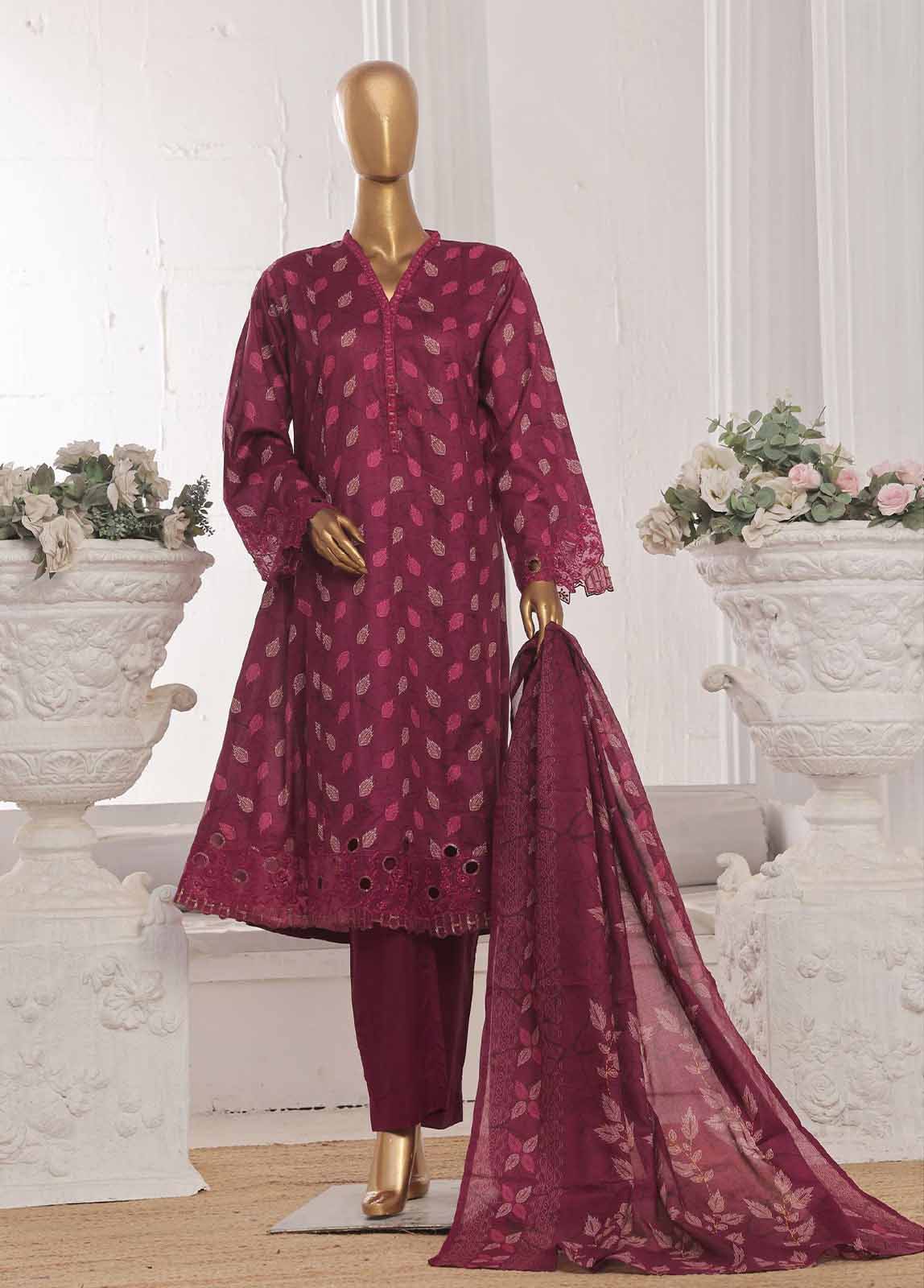 Bin Saeed Fabric - SM-FR-626-3 Piece Lawn Embroidered Frock Style Suit
