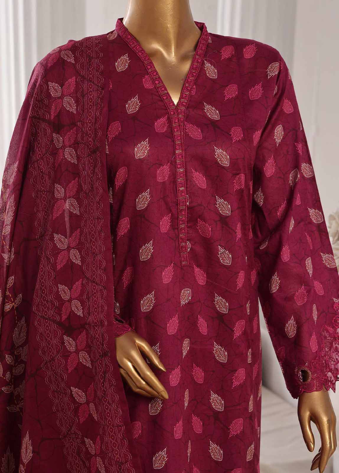 Bin Saeed Fabric - SM-FR-626-3 Piece Lawn Embroidered Frock Style Suit