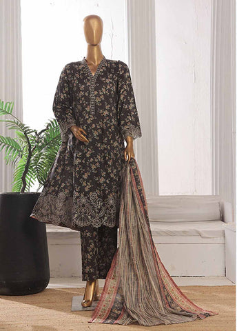 Bin Saeed Fabric - SM-FR-628-3 Piece Lawn Embroidered Frock Style Suit