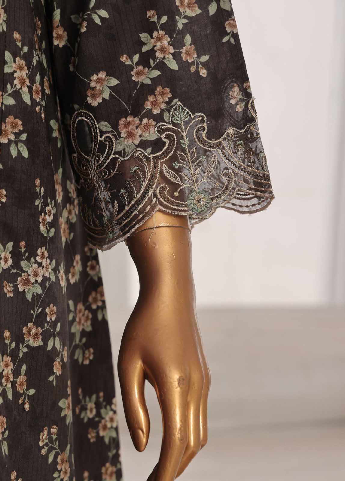 Bin Saeed Fabric - SM-FR-628-3 Piece Lawn Embroidered Frock Style Suit