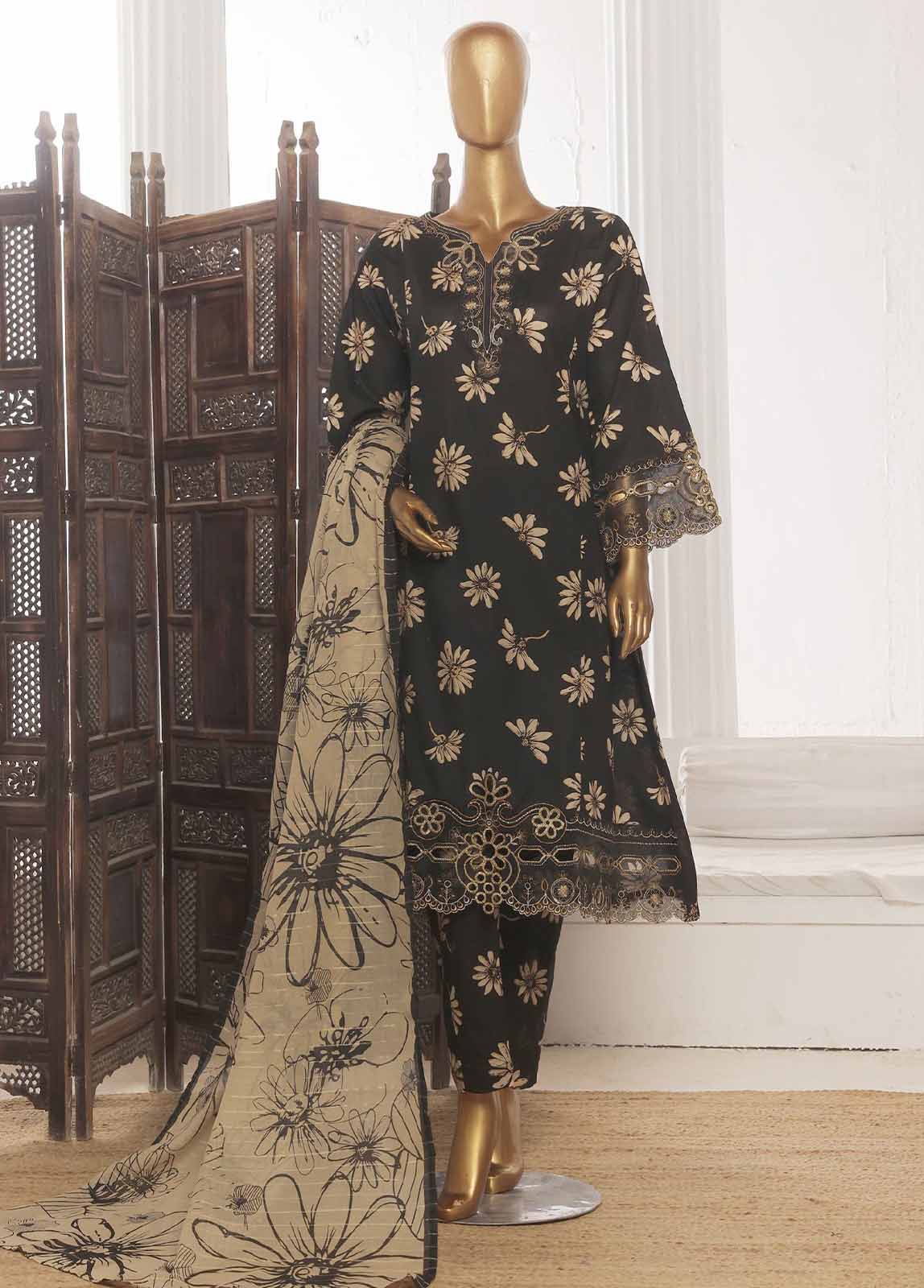 Bin Saeed Fabric - SM-FR-629-3 Piece Lawn Embroidered Frock Style Suit