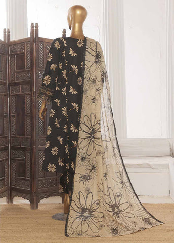 Bin Saeed Fabric - SM-FR-629-3 Piece Lawn Embroidered Frock Style Suit