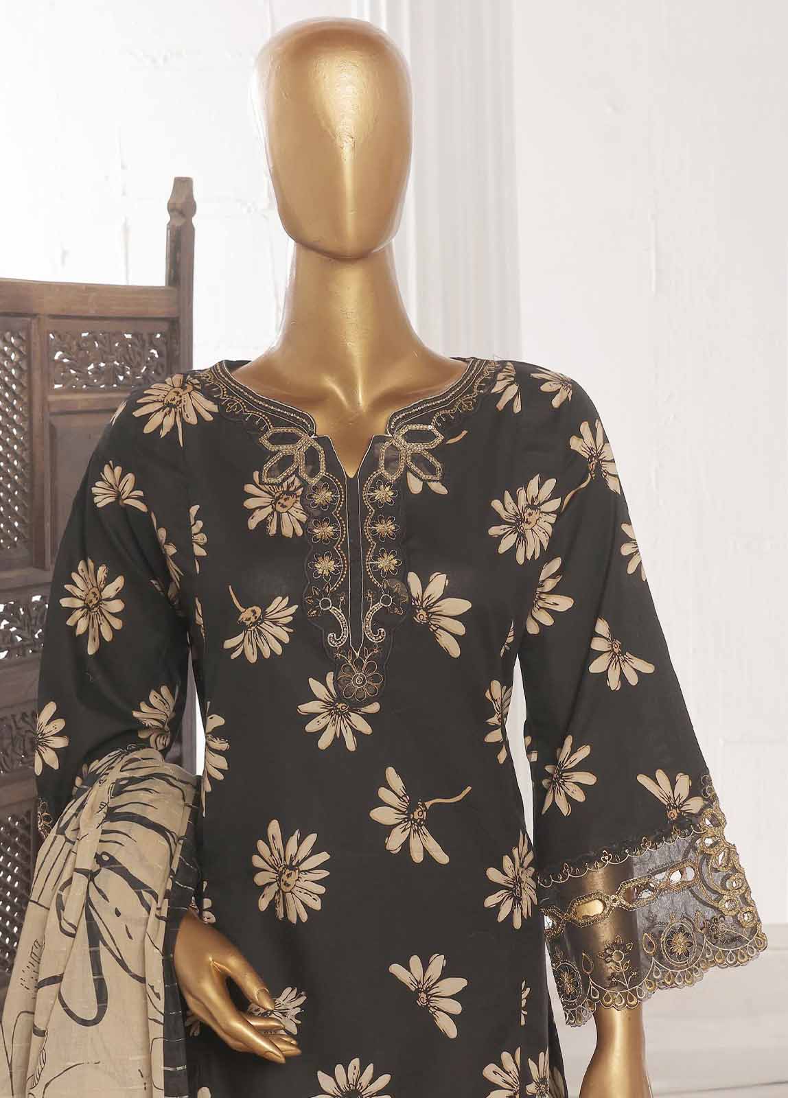 Bin Saeed Fabric - SM-FR-629-3 Piece Lawn Embroidered Frock Style Suit