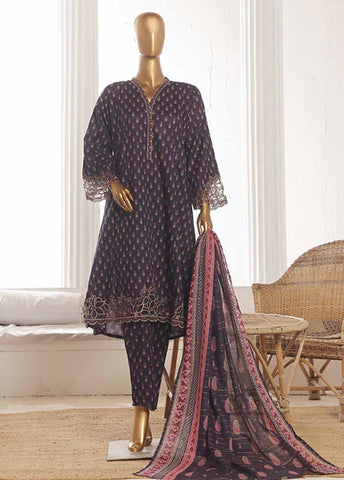 Bin Saeed Fabric - SM-FR-632-3 Piece Lawn Embroidered Frock Style Suit