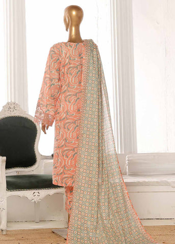 Bin Saeed Fabric - SM-FR-638-3 Piece Lawn Embroidered Frock Style Suit