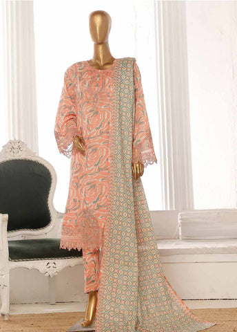 Bin Saeed Fabric - SM-FR-638-3 Piece Lawn Embroidered Frock Style Suit